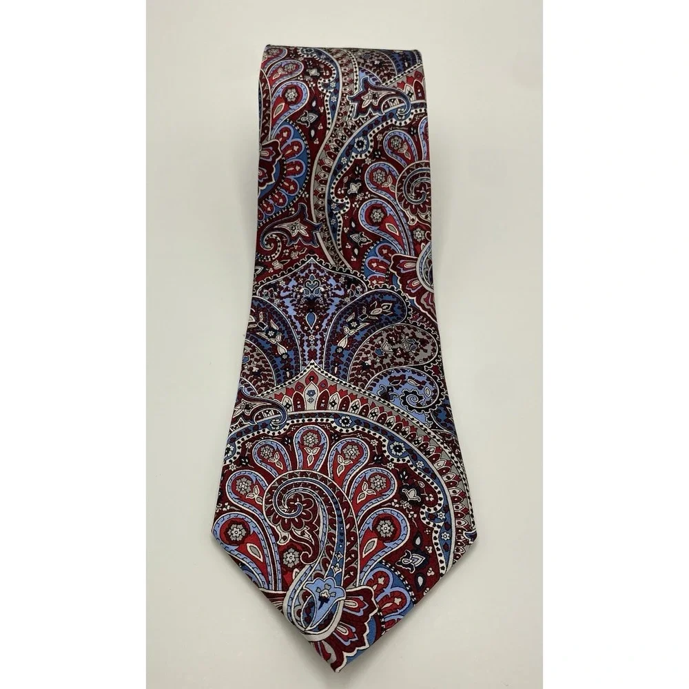 Bloomingdales The Men's Store 100% Silk Paisley‎ Pattern Neck Tie Multicolor